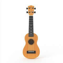 Obraz premium A simple wooden ukulele on a white background, ideal for musical inspiration., on a white background