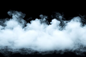 White cloud of smoke isolated on black background. Abstract background for design.