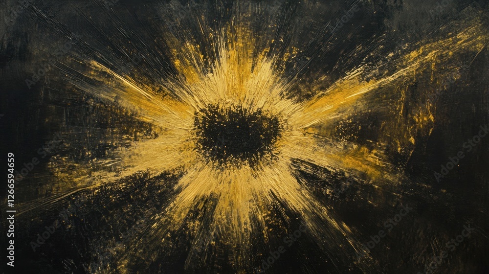 Poster dynamic abstract art with golden explosion on dark background