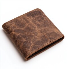 Stylish brown leather wallet with a textured finish, perfect for everyday use., on a white background