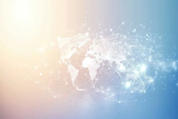 Obraz premium Digital world map with connections on a gradient background