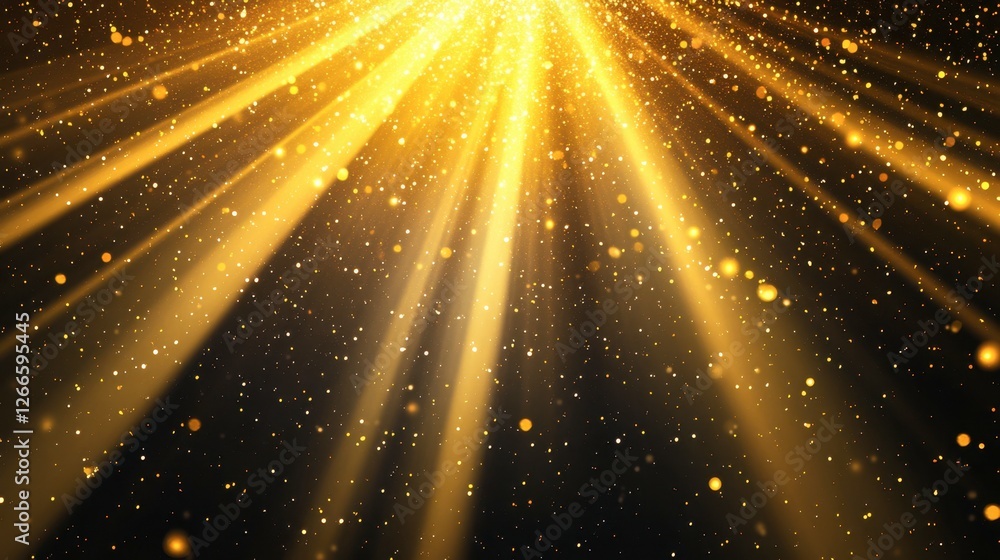 Poster golden light rays with sparkles creating a magical atmosphere