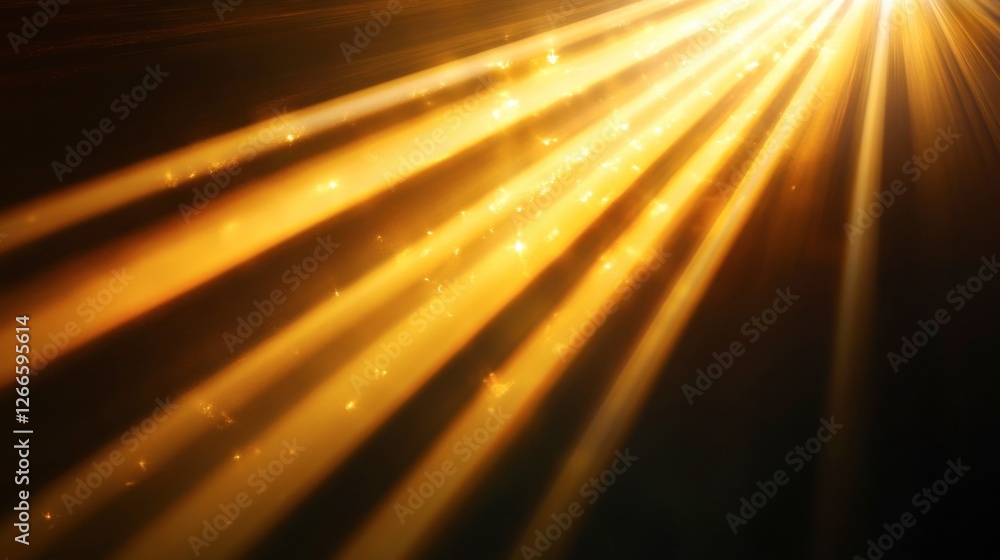 Poster golden light rays sparkling in dark space creating a magical effect