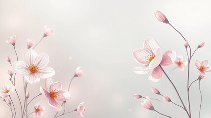 Obraz premium Spring flowers on pastel background with copy space