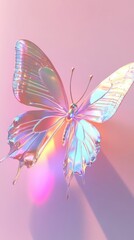 Iridescent Glass Butterfly Wings in Flight