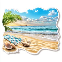 Obraz premium Relaxing beach view with shells and gentle waves at sunset