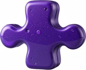 Glossy Purple Puzzle Piece Abstract 3D Render Close up Studio Shot Problem Solving Concept