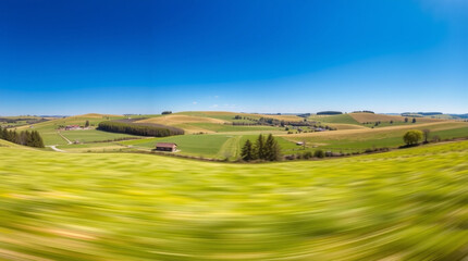 Naklejka premium A dynamic, motion-filled panorama of Romania's springtime