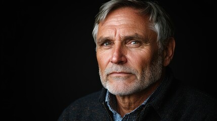 Obraz premium Portrait of a Mature Man with Gray Hair and Beard