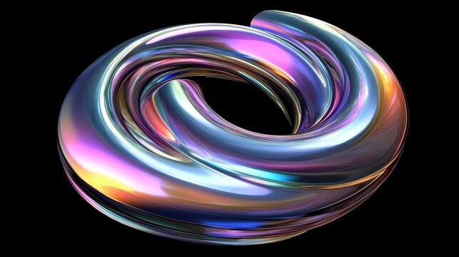 Abstract iridescent swirling metallic form design