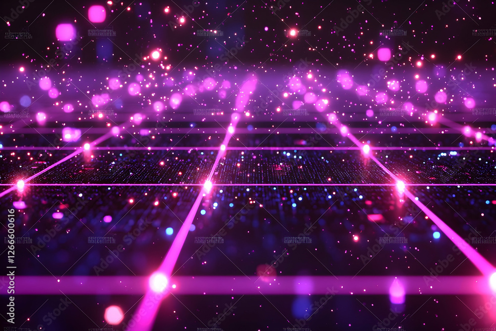Poster abstract glowing lines and particles. futuristic digital network background. possible use technology