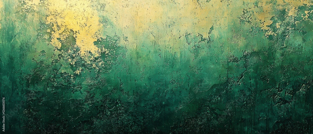 Aufkleber a green background with a lot of texture and a few spots of gold. generative ai