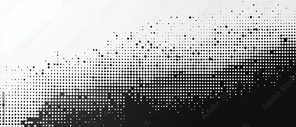 Poster a black and white image of a blurry line with dots. generative ai