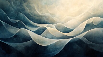 Obraz premium An abstract representation of waves in soft, flowing forms, evoking a sense of calmness and tranquility. The subtle gradients and textures reflect the beauty of nature's movement.