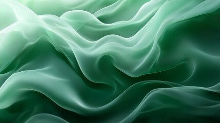 Obraz premium Green Silky Wave Digital Background, Generative AI