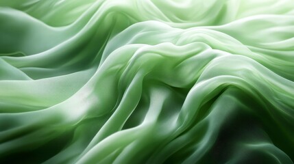 Obraz premium Green Silky Wave Digital Background, Generative AI