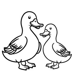 duck black and white animal coloring book