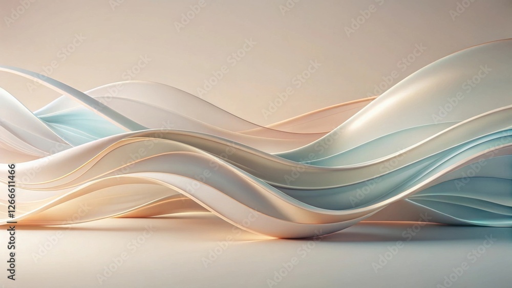Aufkleber abstract pastel wave forms elegant, flowing curves in soft hues for design backgrounds