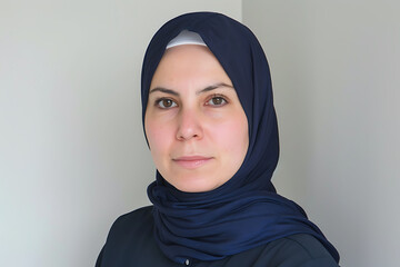 Naklejka premium Portrait of a Woman in a Blue Hijab