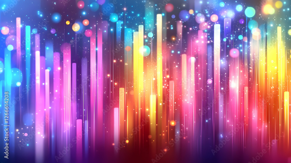 Poster abstract vibrant colorful vertical lines background with bokeh