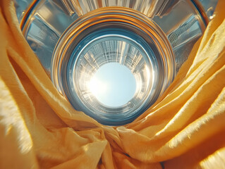 Washing Machine Drum, Cityscape View, Golden Fabric, Interior,  Abstract,  Technology,  Laundry