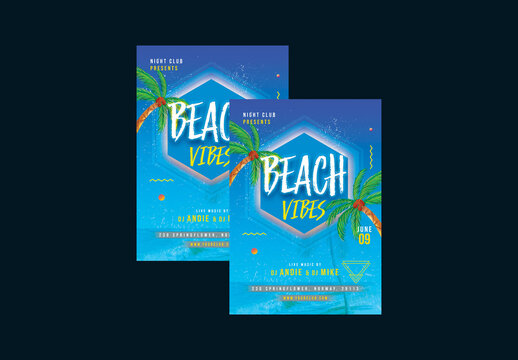 Beach Vibes, Editable Flyer or Poster Design for Club, Disco and Upcoming Night Parties.