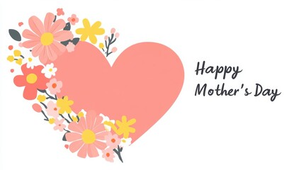 Happy Mother's Day celebration in modern style: pink decoration, minimalist graphic design on white and pastel background, 4K HD without watermark