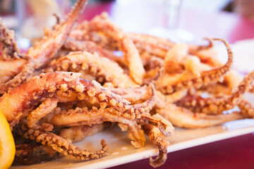 Crispy Fried Octopus Served on a Platter
