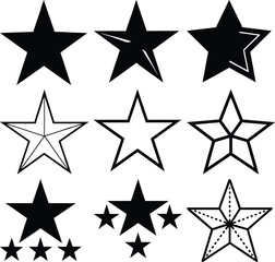 Star Motif Silhouettes  Elegant Celestial Vector Set