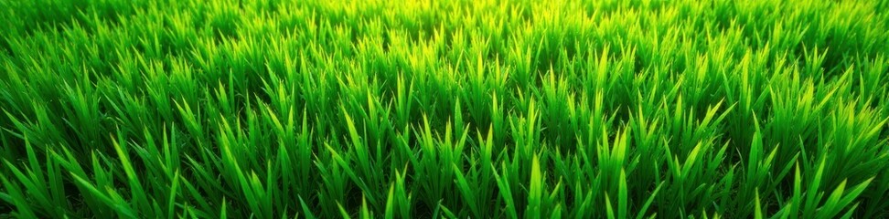Fototapeta premium Lush green lawn viewed from above, showing texture and blades , photography, texture, vivid