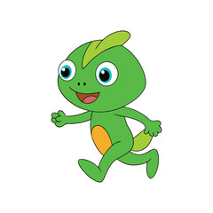 Green Cartoon Alien Running Vector Rendering Design