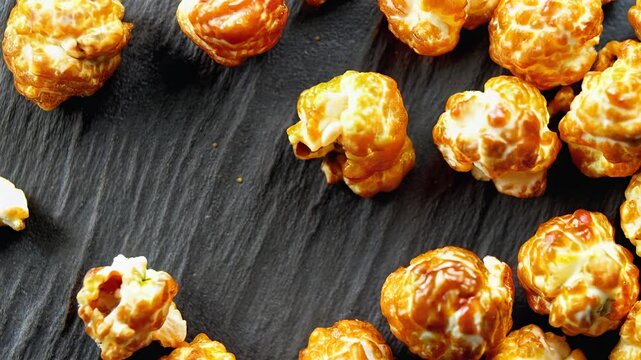 Close-up of golden brown popcorn kernels.