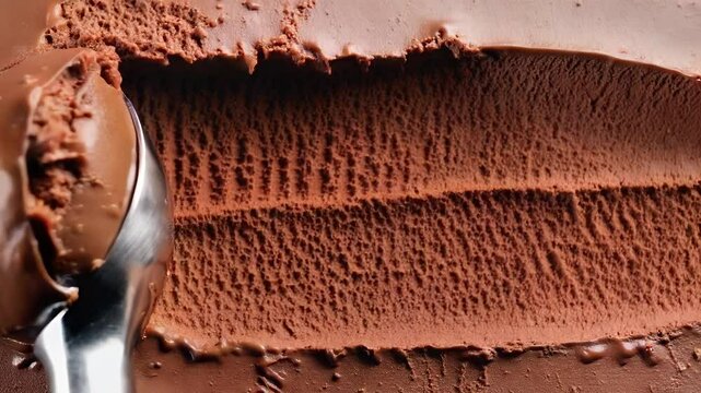 Use a spoon to scoop the chocolate ice cream
