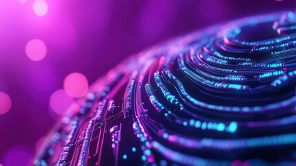 Abstract Glowing Blue And Purple Digital Data Network Sphere On Dark Background