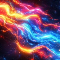 Obraz premium Multicolored Neon Energy Flow Background, Generative AI