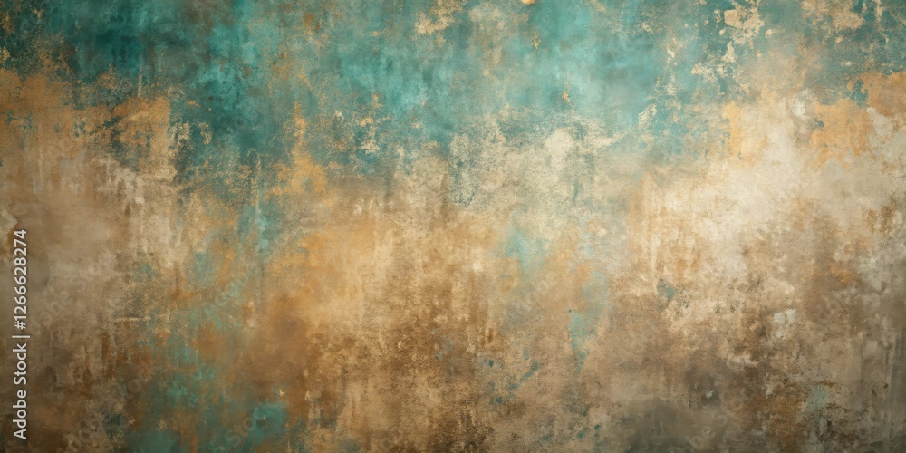 Poster Abstract Textured Background with Earthy Tones and Subtle Green Accents Ideal for Design Projects and Artistic Applications Featuring a Distinctive Blend of Ochre, Beige, and Teal Hues