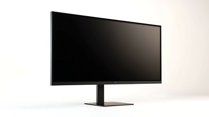 Black computer monitor isolated on white background