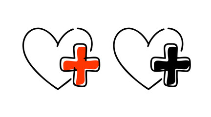 Obraz premium Social support symbol with hearts and plus signs for community care awareness