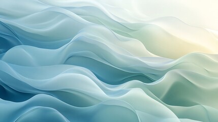 Obraz premium Soft Fluid Waves in Blue and Green Tones for Abstract Background