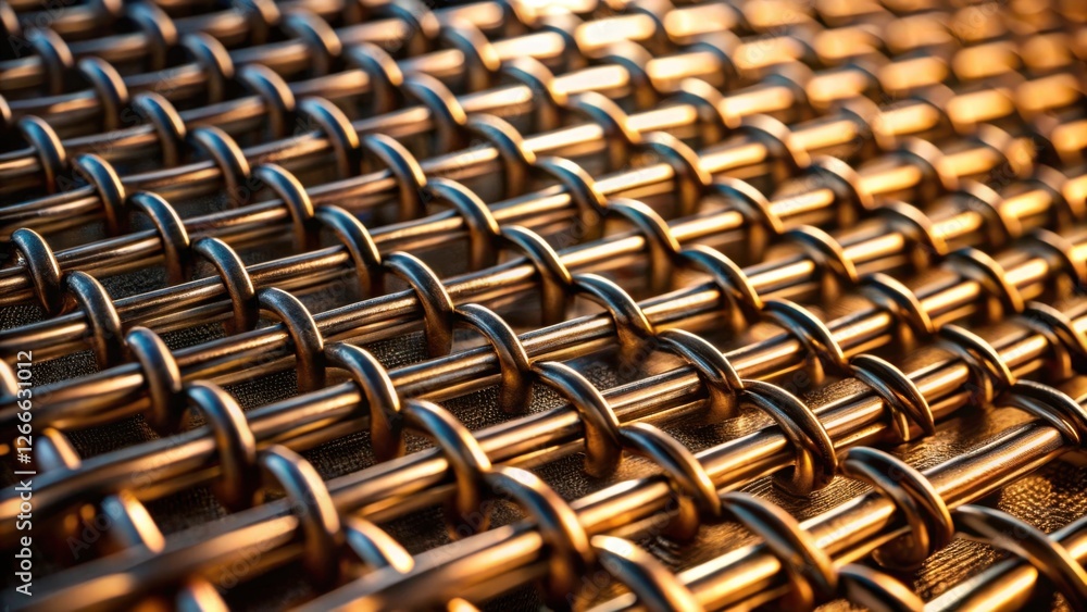 Leinwandbilder intricate metal mesh a close-up view of interwoven rods, showing a complex pattern of light and shad