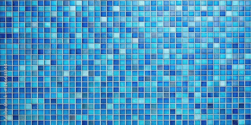 Poster A Seamless Pattern of Small Blue Tiles in Varied Shades, Ideal for Backgrounds and Design Projects