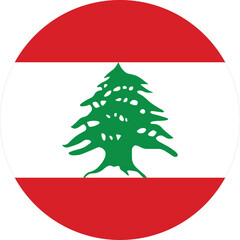 Naklejka premium Lebanon flag icon. Round circle flag icon design, vector illustration