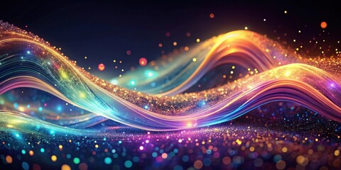 Abstract Glittering Waves of Light and Color, a Vibrant and Dynamic Composition