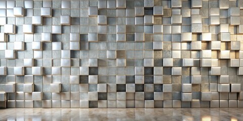 Fototapeta premium Abstract Metallic Cube Wall Panel Design for Modern Interior Spaces