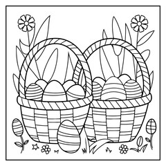 Easter Baskets Bold and Easy Coloring Book for Kids and Adults