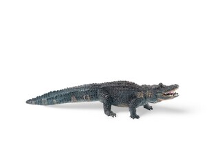miniature crocodile toy with white background