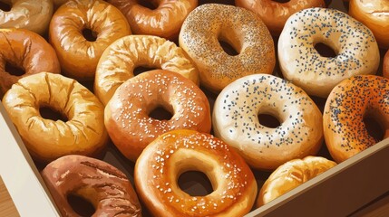 A Box Filled With Delicious Assorted Bagels