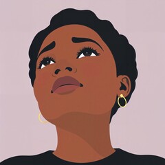 Low Angle of Black Woman with an Intent Expression