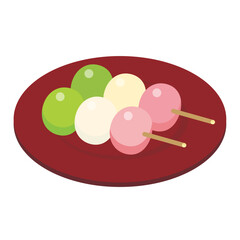 お皿に乗った三色団子　和菓子