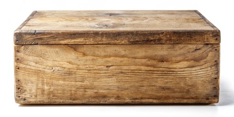 Rustic Wooden Box with Lid, Ideal for Storage and Decorative Purposes, Showing Natural Wood Grain and Texture
